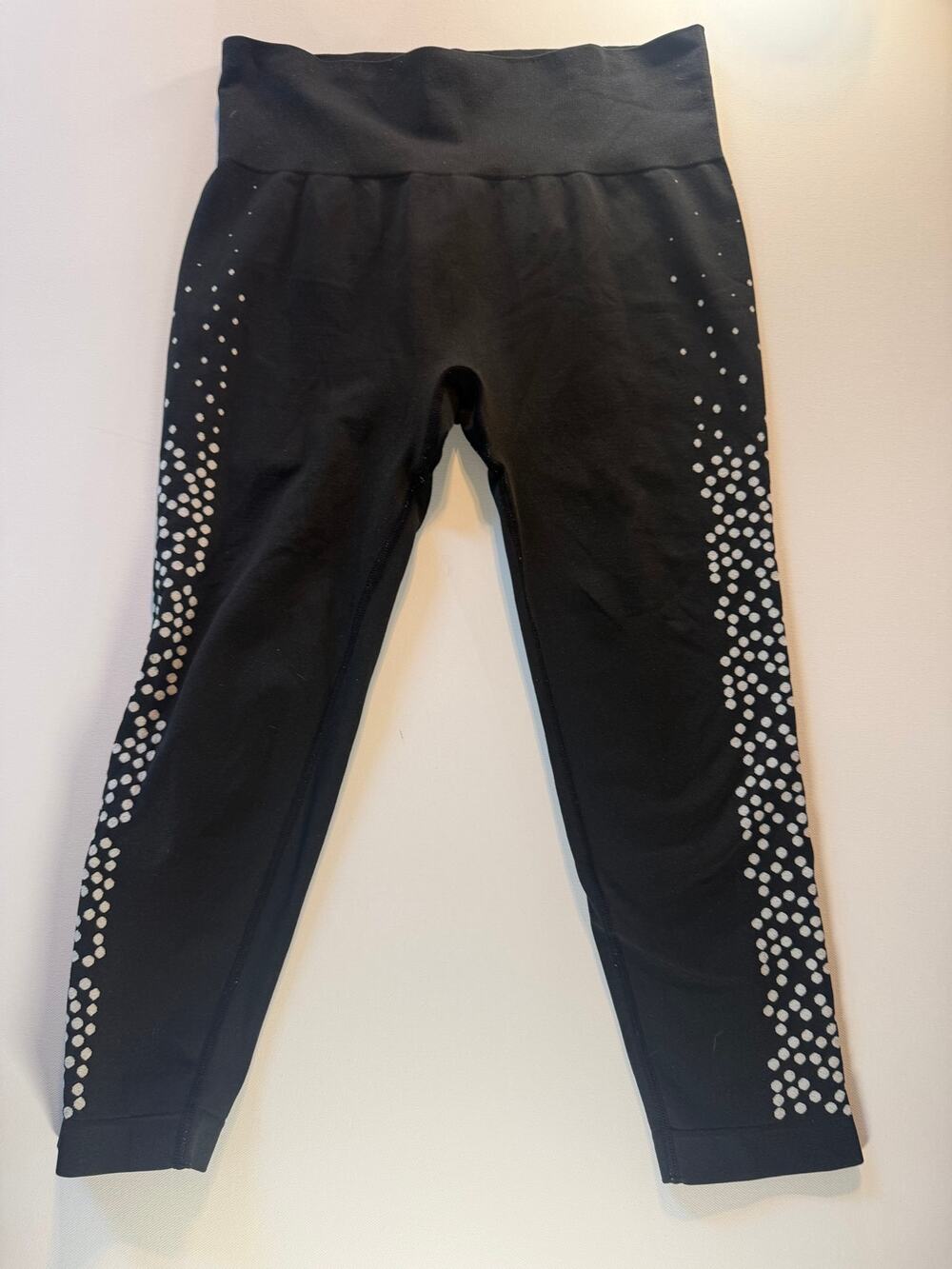 Fabletics Seamless Printed Capri Black Polka Dot Womens M